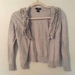 H&M Grey Ruffle Cardigan